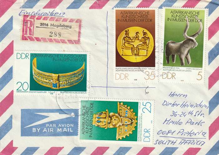 Germany DDR Cover Einschreiben Registered - 1978 1982 - Egyptian museums African Art Schulze Boysen