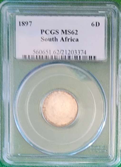 1897 Sixpence MS62