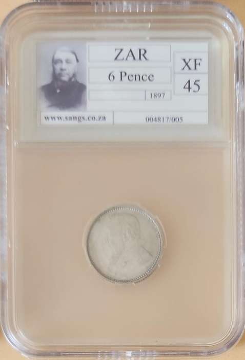 1897 6 Pence XF45 ~ ZAR