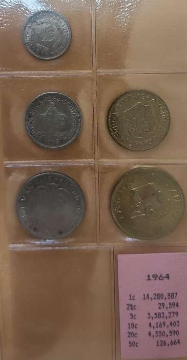 1964 ~ 1/2c, 1c, 5c, 10c, 20c