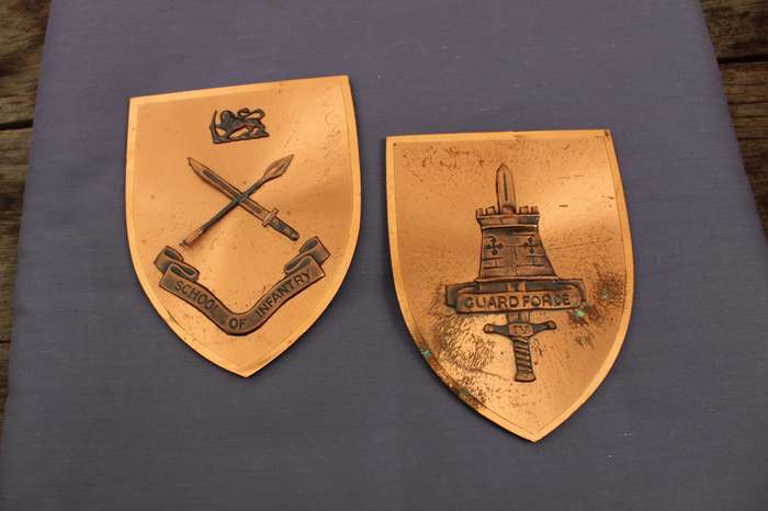 School of Infantry and Guardforce copper plaques - both for R 150!