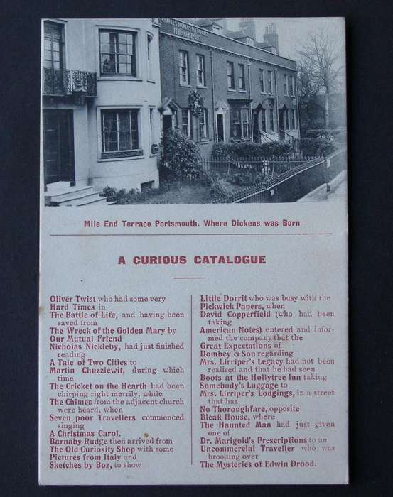Dickens Birthplace POSTCARD - A Curious Catalogue