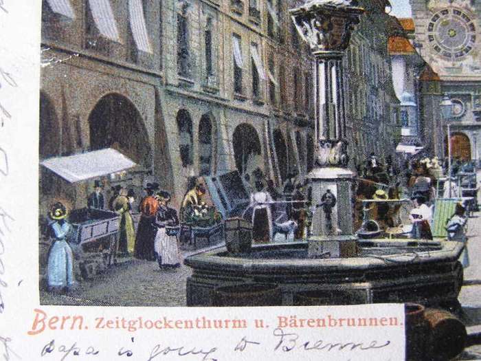 Louis Glaser Swiss POSTCARD - Bern Street Scene 1905