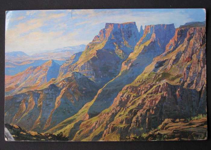 John Hone POSTCARD - The Eastern Buttress, Royal Natal National Park (from a Simmonds painting) 1972