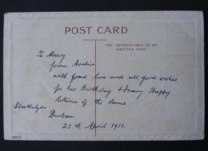 Vintage Embossed POSTCARD - Many Happy Returns 1931