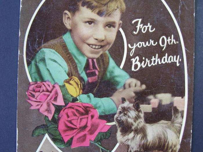 Vintage POSTCARD - For Your 9th Birthday 1949