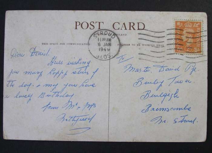 Vintage POSTCARD - For Your 9th Birthday 1949