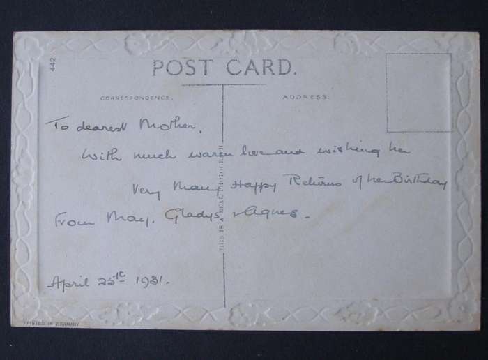 Vintage Embossed POSTCARD - A Happy Birthday 1931