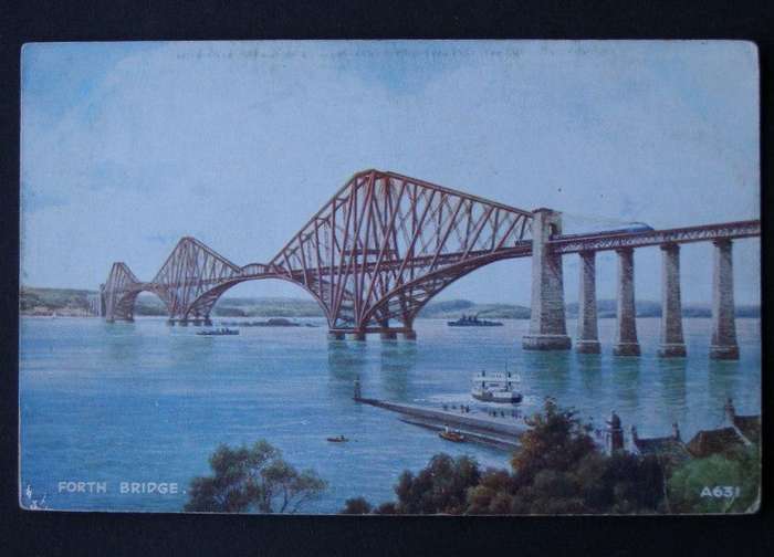Valentine's Art Colour POSTCARD - Forth Bridge 1953