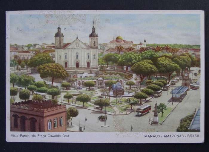 Brazilian POSTCARD - View of Oswaldo Cruz Square 1977