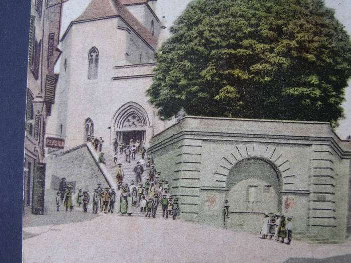 Vintage Swiss POSTCARD - Church at Bienne 1907