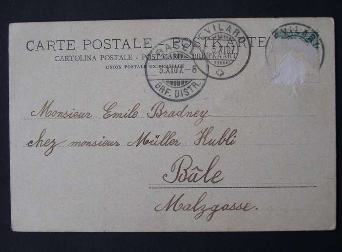 Vintage Swiss POSTCARD - Church at Bienne 1907