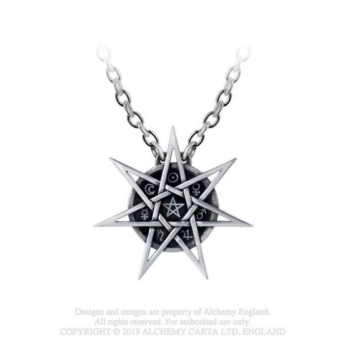 Alchemy Gothic P878 Elven Star -- septagram seven paths to higher self necklace
