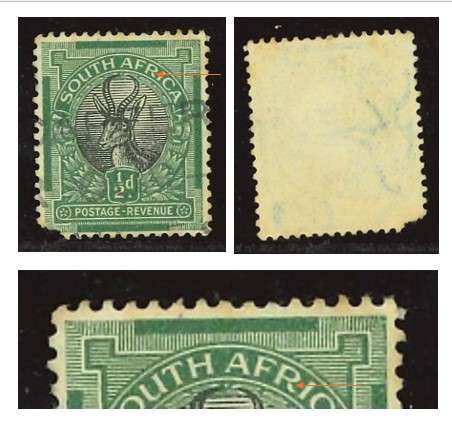 1926 Union Definitive 1/2d - Leg of R in Afrika Not Attached Properly - See Gap in Scan