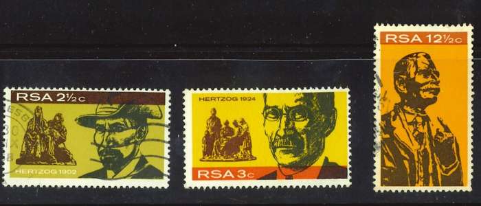 RSA ~ 1968 Inauguration of Hertzog Monument, Bloemfontein ~ Full Set of Singles ~ Postally Used