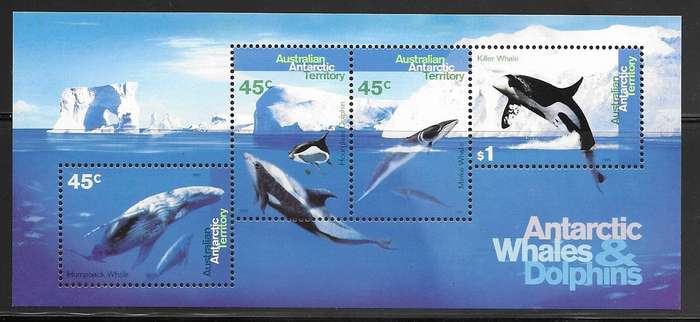 Australian Antarctic Territory 1995 - Minisheet - Whales & Dolphins MNH