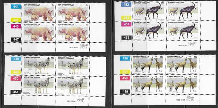 Bophutatswan 1983 - Pilansberg Game Reseerve - Control Blocks of 4 - Full Set