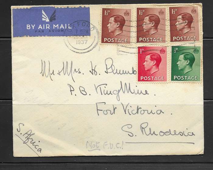 Great Britain - 1937 - Cover From Oxford to Fort Victoria