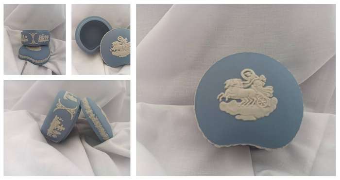 Wedgewood Blue Jasperware Lidded Trinket Container