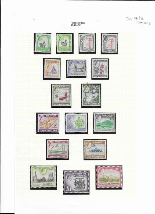 *REDUCED* Rhodesia & Nyasaland - 1959 Full Set - MNH - Includes Some Shades