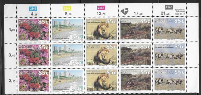 South Africa 1993 - Tourism - Half Sheet Setenant - Thematic Animals / Flowers / Trains