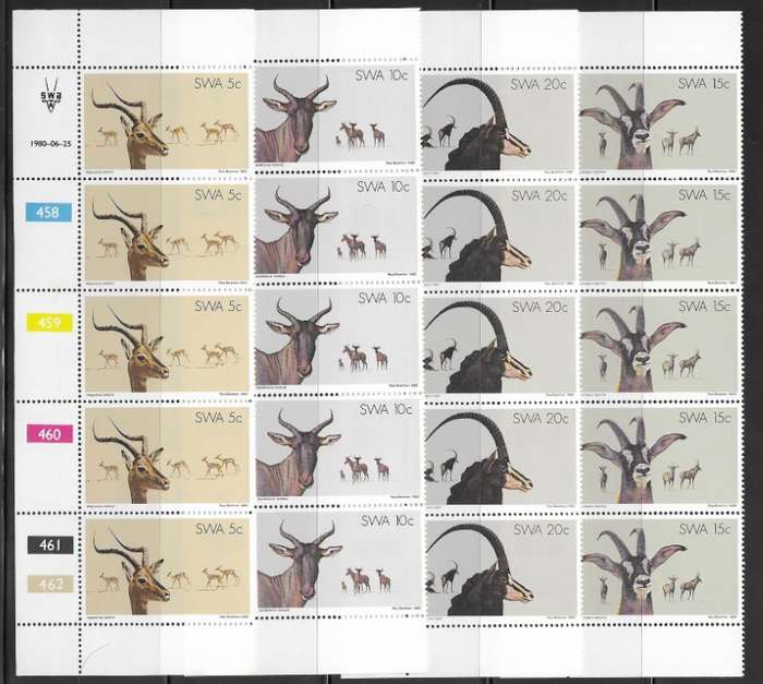 SWA 1980 - Nature Conservation & Tourism - Full Set Control Strips - Thematic Wildlife / Animals