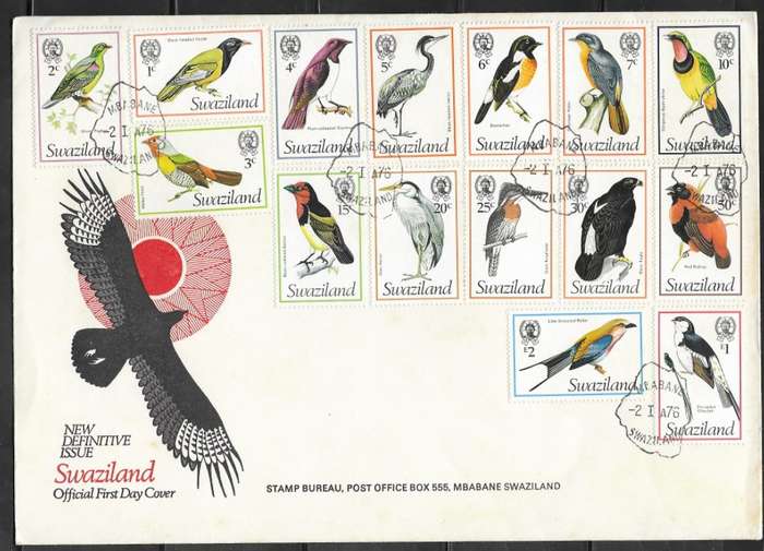 Swaziland 1976 - Definitive Birds - FDC
