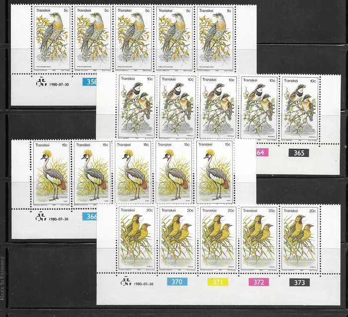Transkei 1980 - Birds - Full Set of Control Strips - MNH
