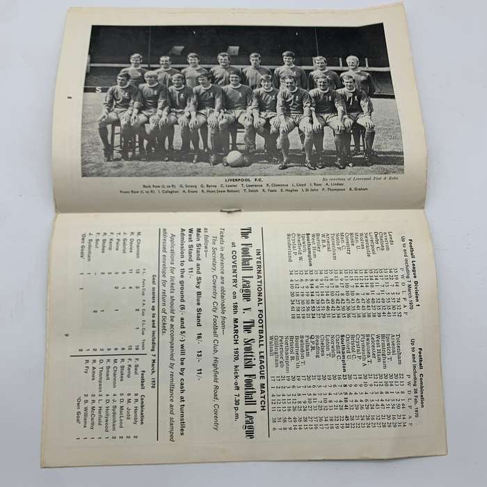 Soccer  1970 'Southampton vs Liverpool' Official Programme