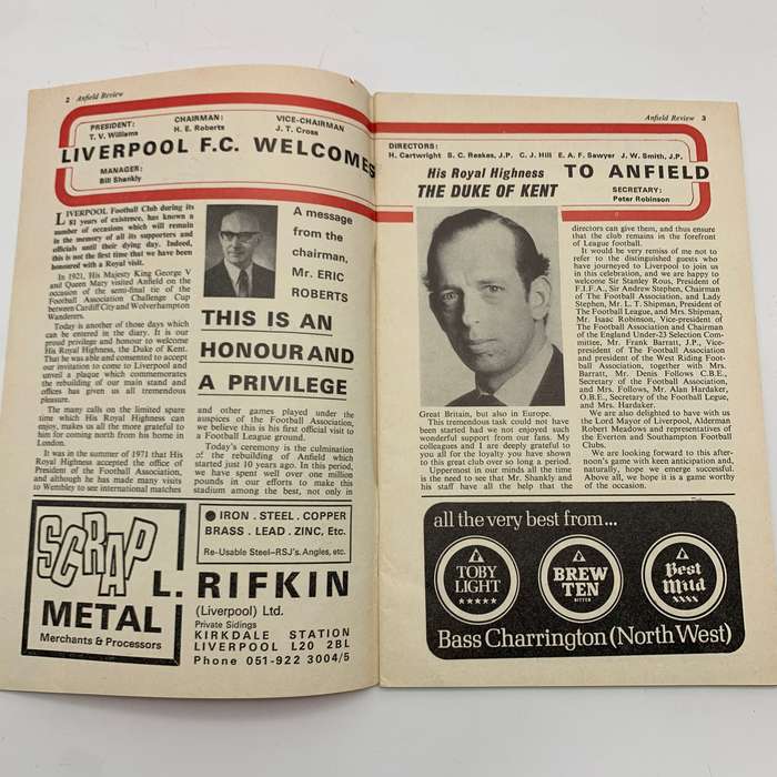 Soccer  '1973 Liverpool vs Southampton' Official Programme