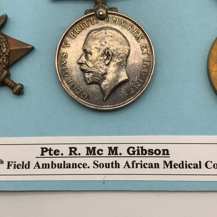 WW1 Medal Trio - 'PTE. R. Mc M. Gibson' (2ND & 5TH Field Ambulance S.A.M.C.)