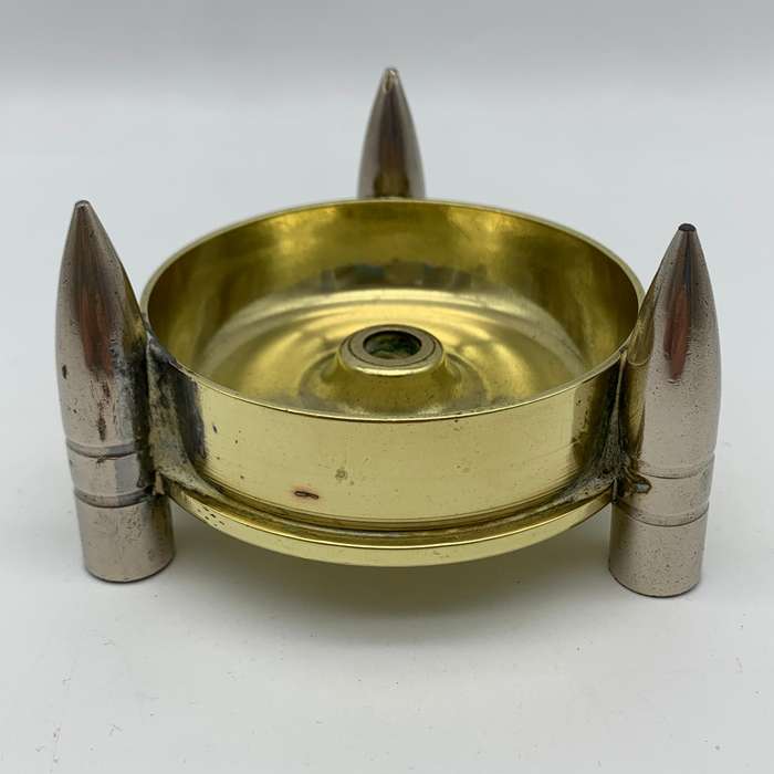 Early 'Trench Art/POW Brass Shell & Bullet Head Ashtray