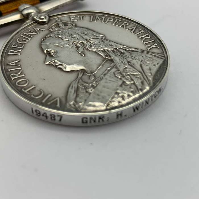Boer War Casualty - Q.S.A. Medal to 'GNR. H. WINTON' (10th E.D. R.G.A.)