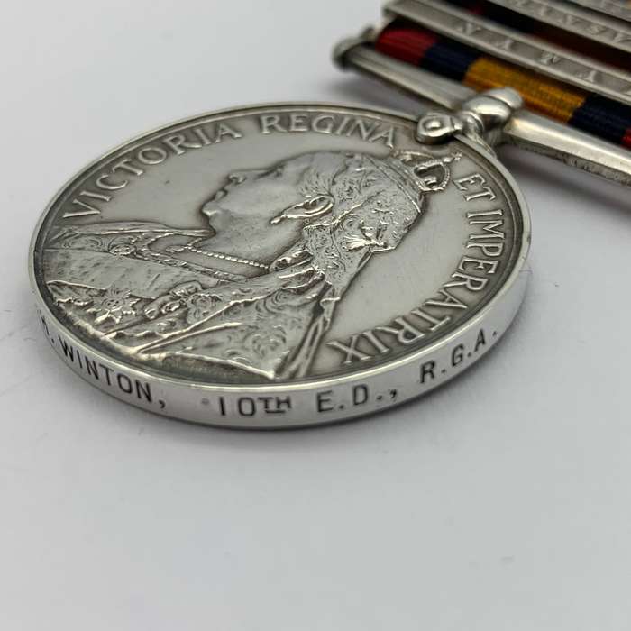 Boer War Casualty - Q.S.A. Medal to 'GNR. H. WINTON' (10th E.D. R.G.A.)