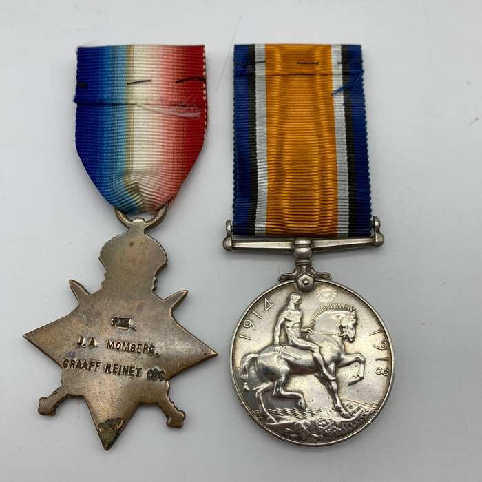 WW1 Medal Pair to 'CONST. J.A. MOMBERG' (2ND Military Constabulary)