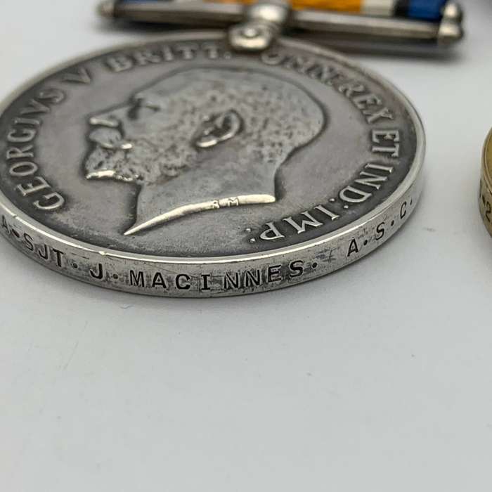 WW1  K.I.A. Medal Pair to 'A/SJT. J. MACINNES' (A.S.C./Black Watch)