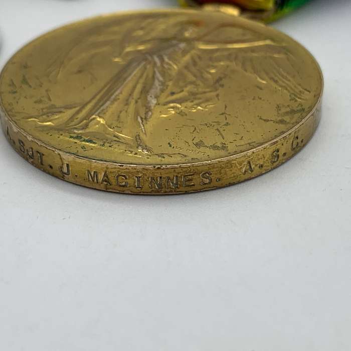 WW1  K.I.A. Medal Pair to 'A/SJT. J. MACINNES' (A.S.C./Black Watch)