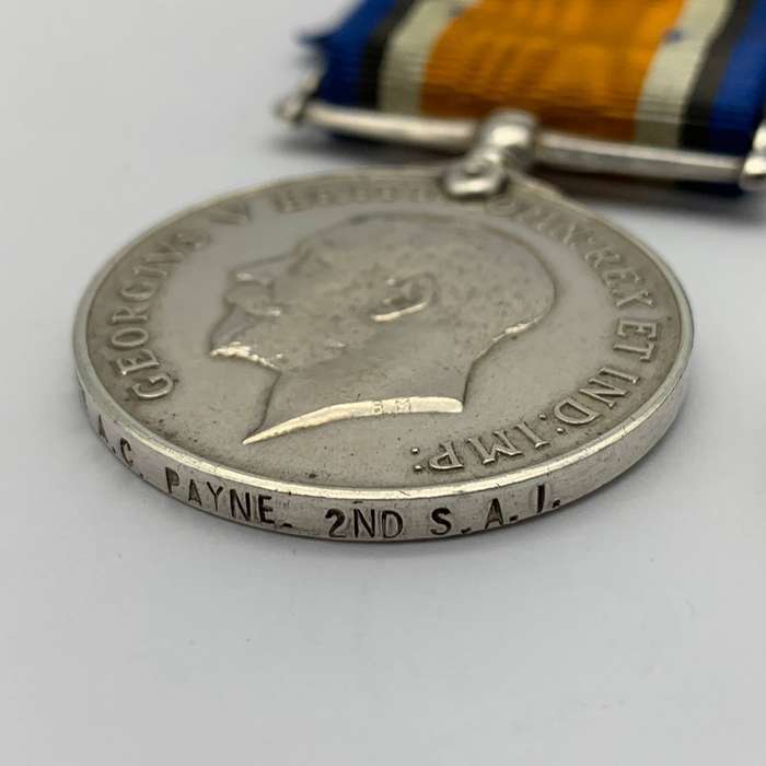 WW1  K.I.A.  Medals to 'PTE. A.C. PAYNE' (2ND S.A. Infantry)