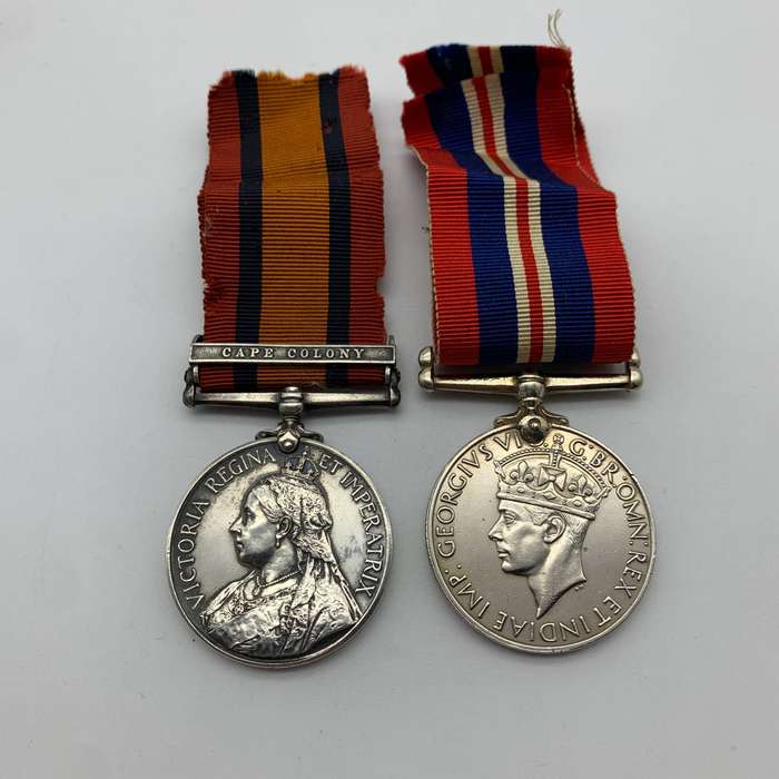 Boer War  Q.S.A. & 1939/45 War Medal to 'MR. K. BELL' (A.S.C.)