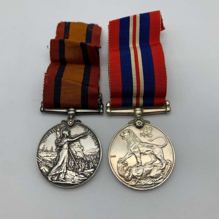 Boer War  Q.S.A. & 1939/45 War Medal to 'MR. K. BELL' (A.S.C.)
