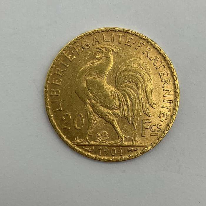 Gold French '1904' 20 Francs Coin