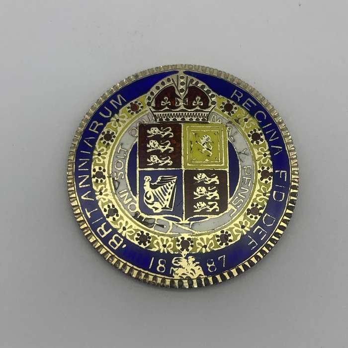 Victorian '1887' Silver Enamelled Half Crown Coin