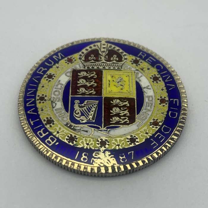 Victorian '1887' Silver Enamelled Half Crown Coin