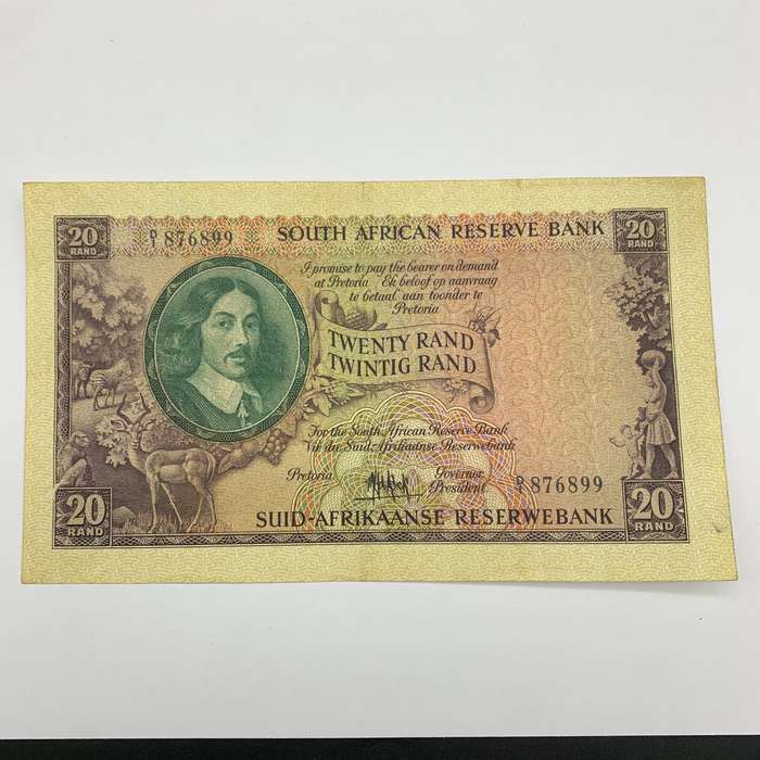 SA  'M.H. De Kock' 1961  Twenty Rand 'D1' Note (VF+)