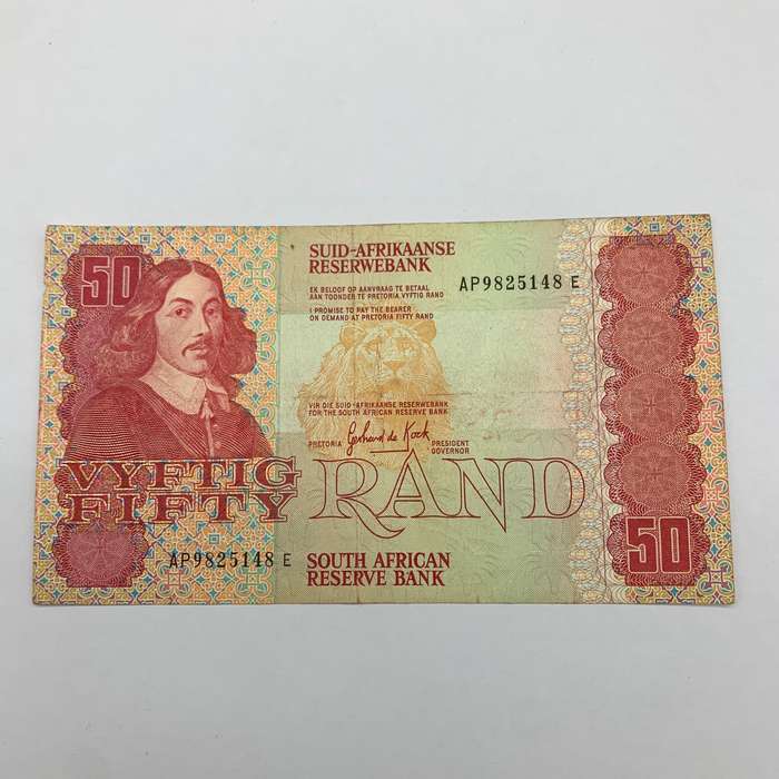 SA  'G.P.C. De Kock' 1984  Fifty Rand 'AP' Note (F+)