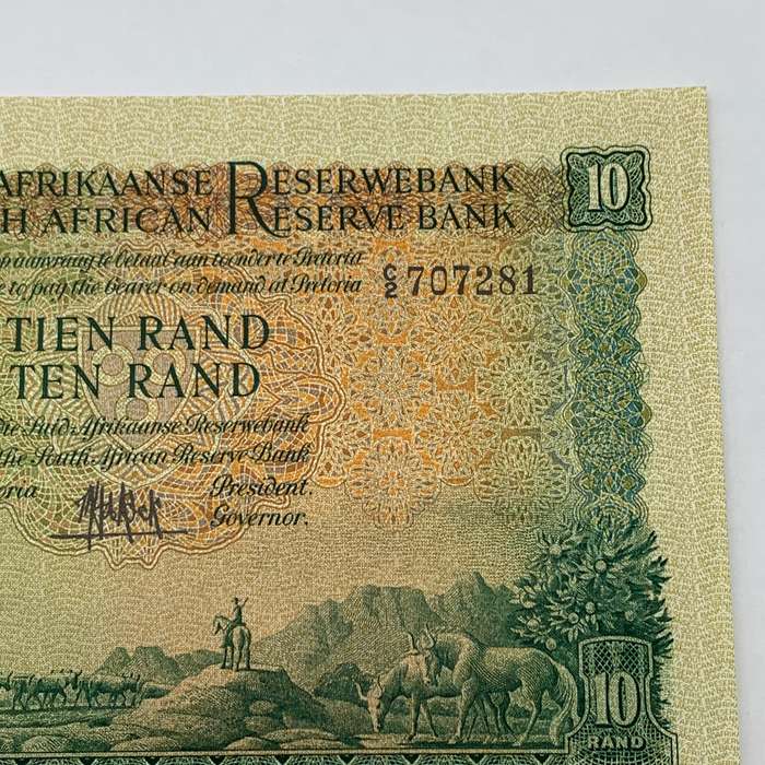 SA  'M.H. De Kock' 1961  Ten Rand 'C2' Note (UNC)