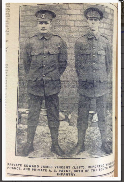WW1  K.I.A.  Medals to 'PTE. A.C. PAYNE' (2ND S.A. Infantry)