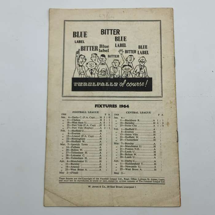 Soccer  '1964 Liverpool vs Sheffield United' Official Programme