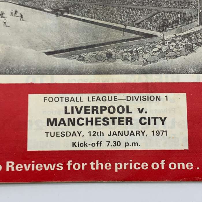 Soccer  '1971 Liverpool vs Manchester City' Official Programme