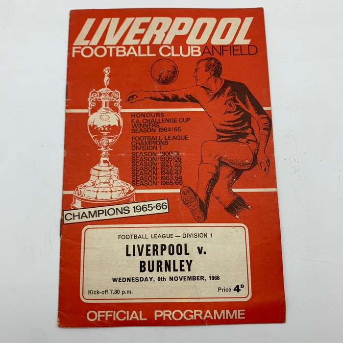 Soccer  '1966 Liverpool vs Burnley' Official Programme